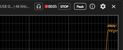 Recording UI showing REC button, elapsed timer, and stop button